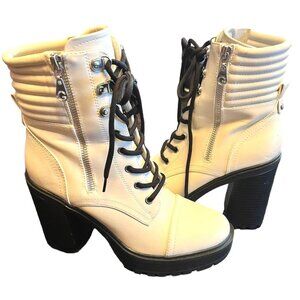 GBG Los Angeles White‎ Combat Boots Size 9 NEW